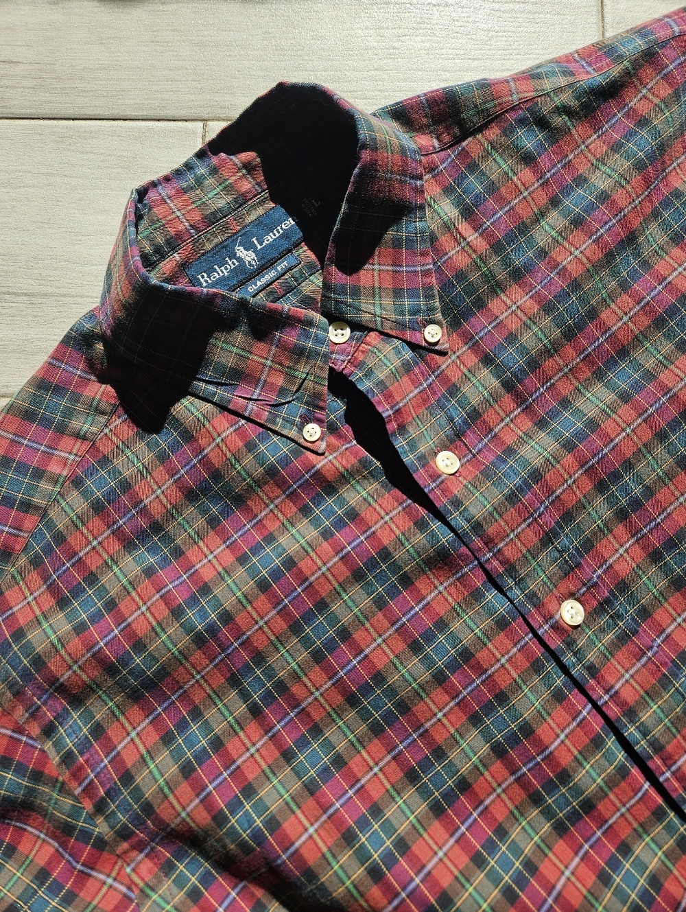 Ralph Lauren Red & Green Plaid Button-Down Shirt Vintage